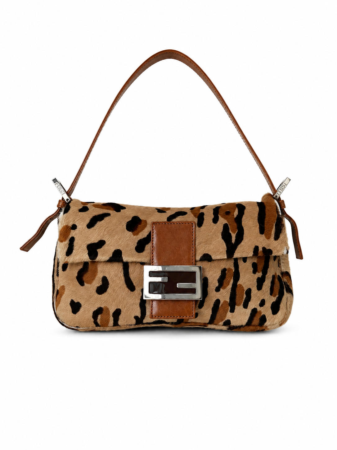 FENDI PONY HAIR LEOPARD BAGUETTE BAG