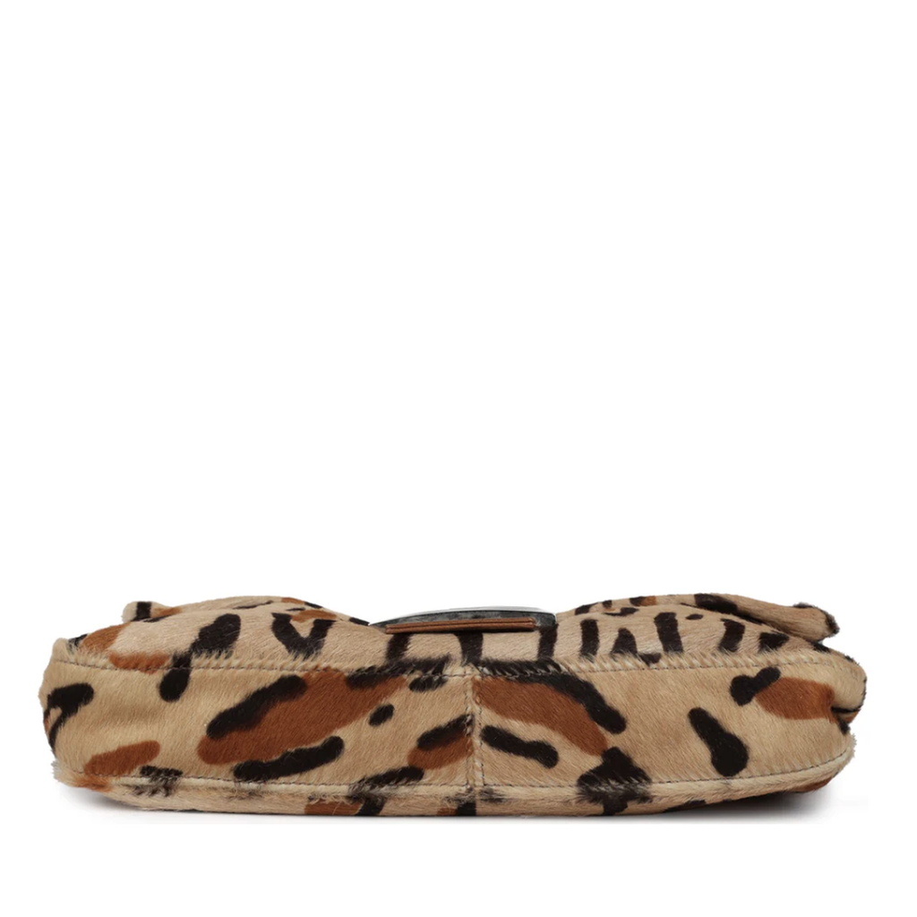FENDI PONY HAIR LEOPARD BAGUETTE BAG